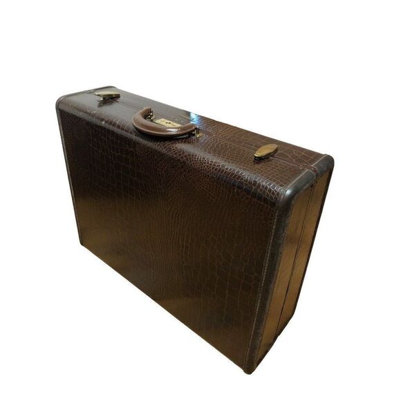 Vintage Samsonite Luggage Brown Suitcase Luggage With Key - Picture 2 of 8